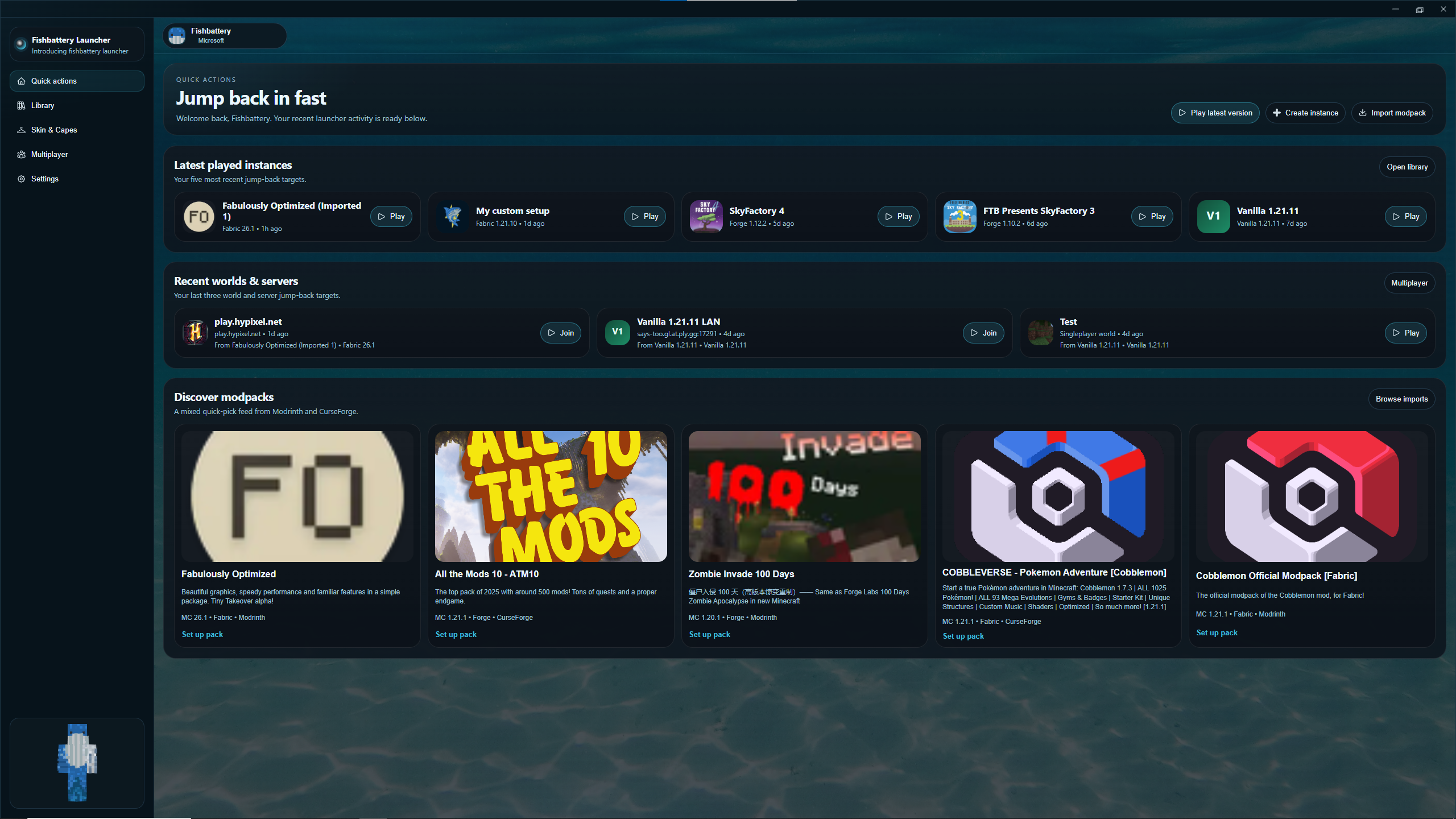 Fishbattery launcher home screen